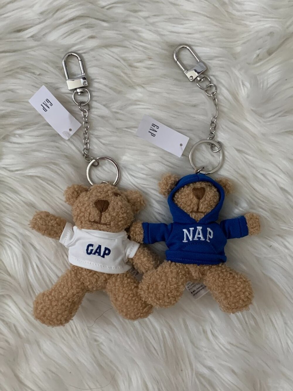 GAP Brannan Bear Nap Hoodie & T-Shirt Bag Charm Key Ring Set of 2